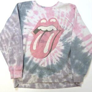 The Rolling Stones Long Sleeve Tee Shirt Tongue Logo Band Tee Tie-Dye Size Small